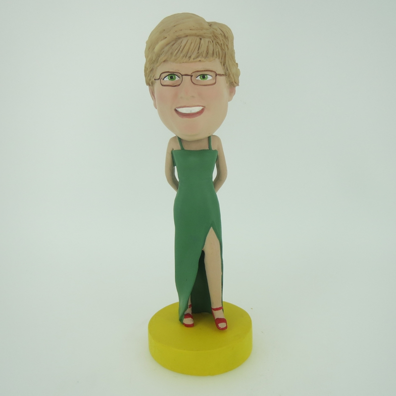 Picture of Custom Bobblehead Doll: Green Longuette Woman