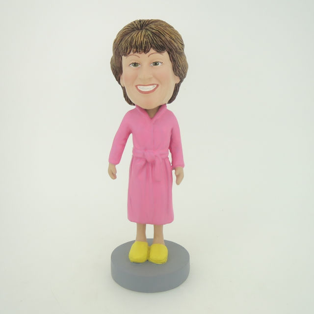 Picture of Custom Bobblehead Doll: Pink Bathrobe Woman