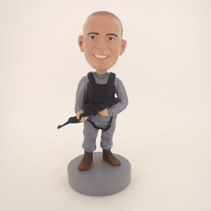 Picture of Custom Bobblehead Doll: Military Policeman With Machine Gun