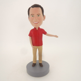 Picture of Custom Bobblehead Doll: Red Shirt Casual Male With Arm Out 
