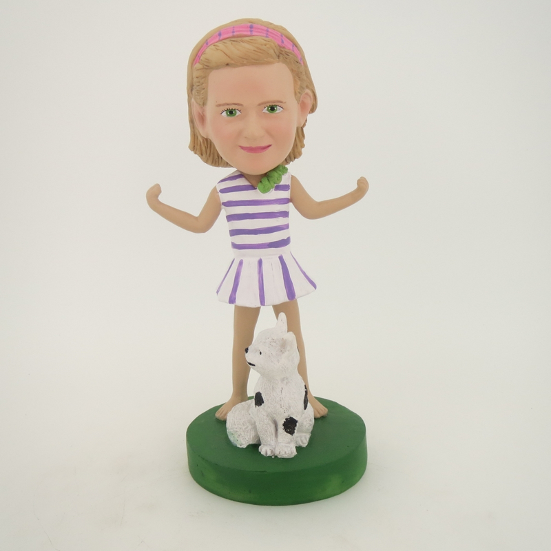 Picture of Custom Bobblehead Doll: Girl And Cat