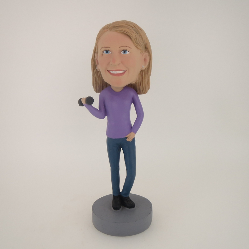 Picture of Custom Bobblehead Doll: Woman Playing Dumbbell