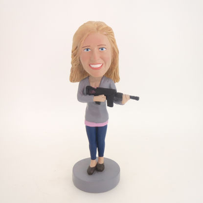 Picture of Custom Bobblehead Doll: Woman with Machine Gun