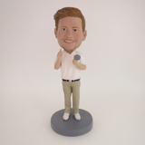 Picture of Custom Bobblehead Doll: White Shirt Man With Microphone