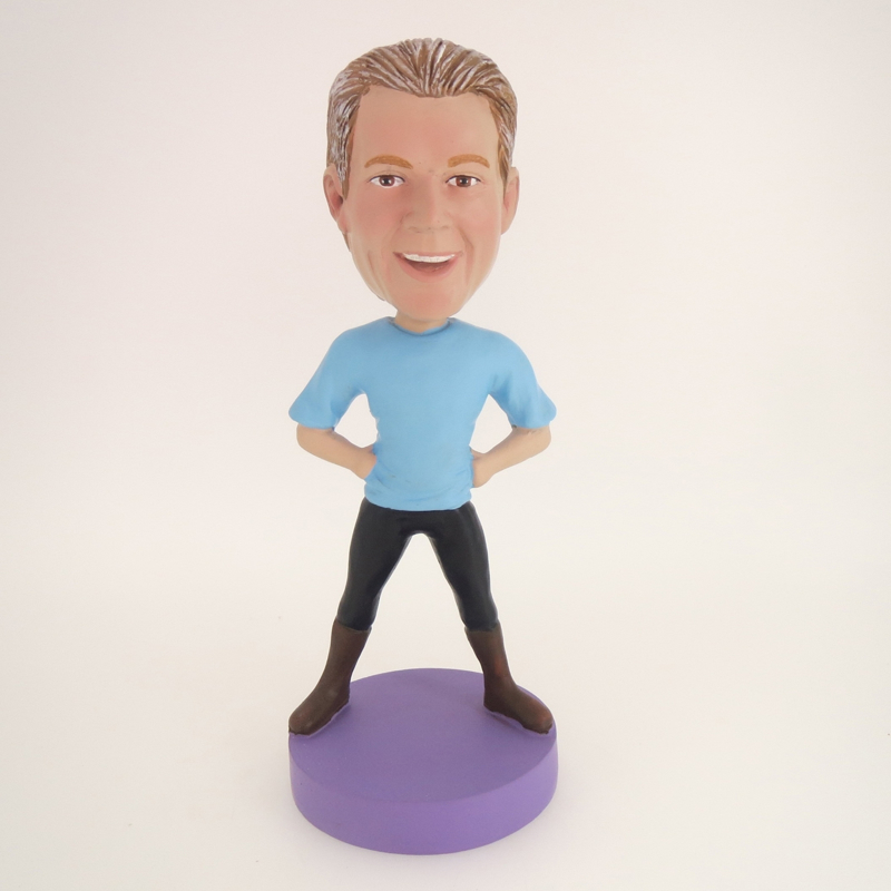 Picture of Custom Bobblehead Doll: Casual Man Enjoying Excercising