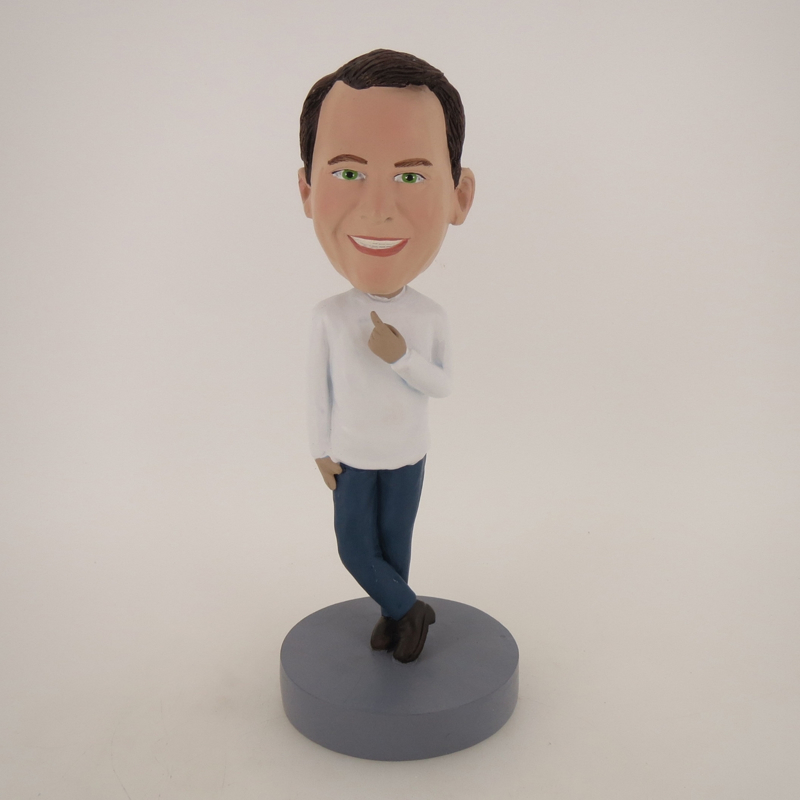 Picture of Custom Bobblehead Doll: Casual Man Finger Up