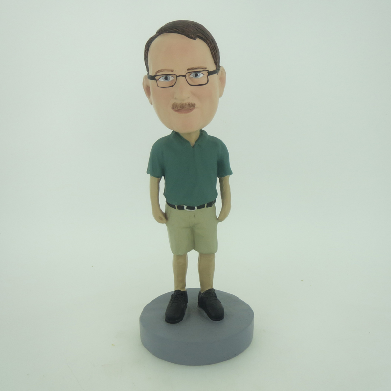 Picture of Custom Bobblehead Doll: Casual Man In Dark Green