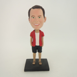 Picture of Custom Bobblehead Doll: Casual Man In Short Red TShirt