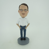 Picture of Custom Bobblehead Doll: Casual Man In White And Blue