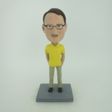 Picture of Custom Bobblehead Doll: Casual Man In Yellow Short TShirt