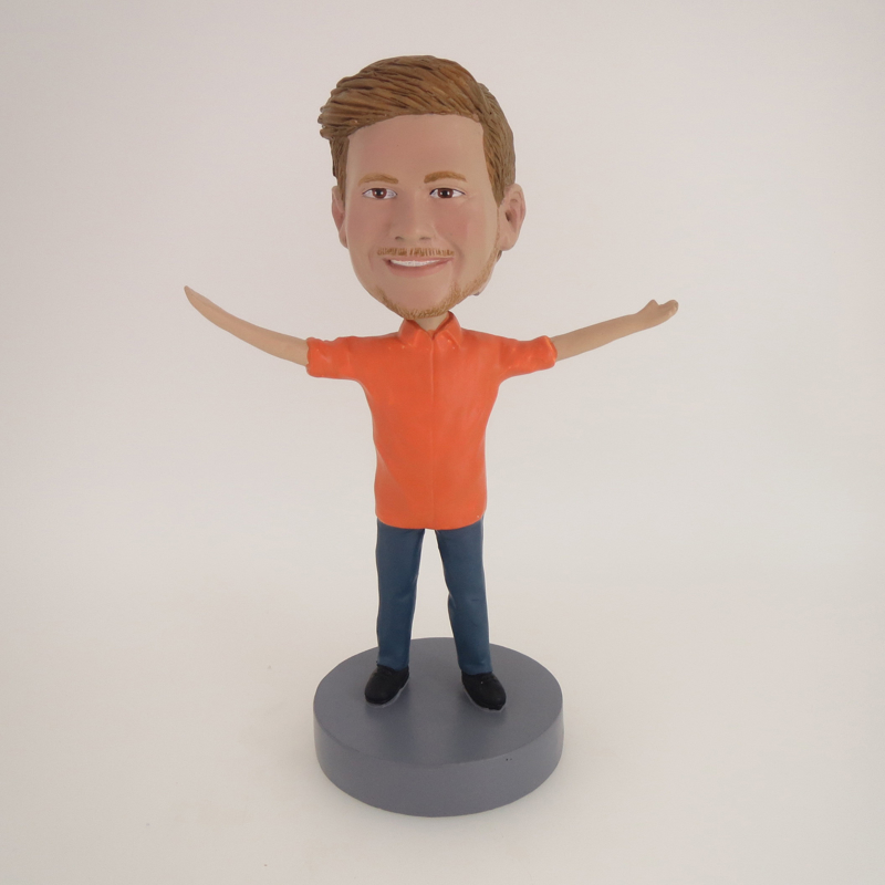 Picture of Custom Bobblehead Doll: Casual Man Welcoming
