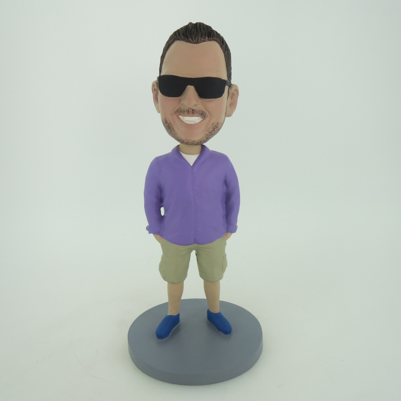 Picture of Custom Bobblehead Doll: Cugar In Purple Shirt And Sunglass