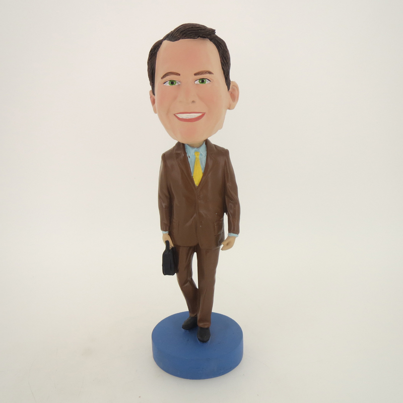 Picture of Custom Bobblehead Doll: Man In Brown Suit With Suitcase