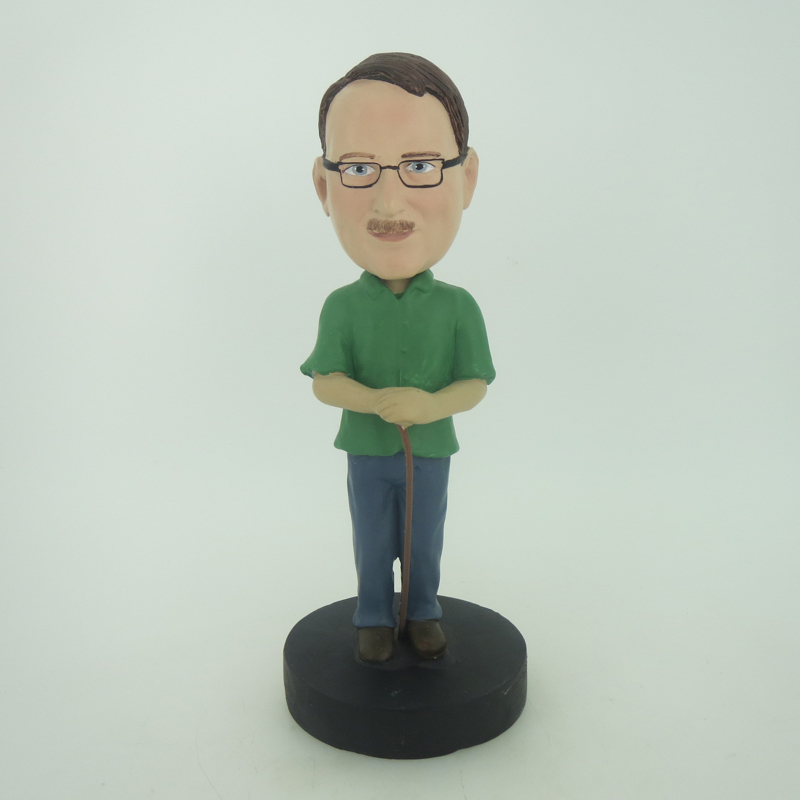 Picture of Custom Bobblehead Doll: Man In Green With A Walking Sticker