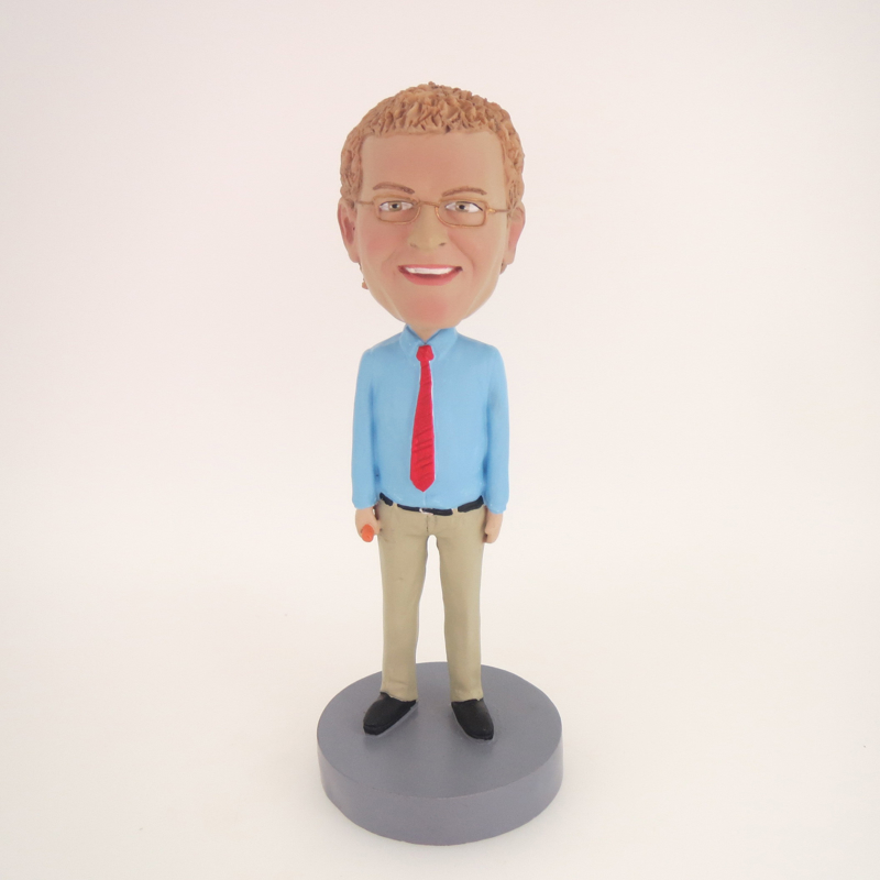 Picture of Custom Bobblehead Doll: Man With Blue Shirt And Red Tie