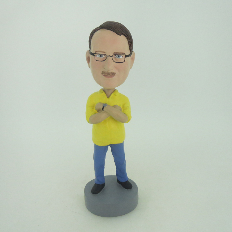 Picture of Custom Bobblehead Doll: Man With Hands On His Chest