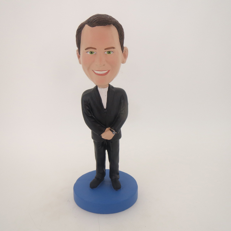 Picture of Custom Bobblehead Doll: Smiling Man In Black Suit