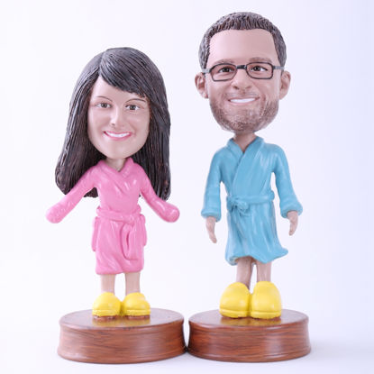 Immagine di Custom Bobblehead Doll: Couple in Bathrobes