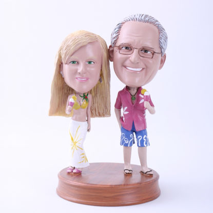 Immagine di Custom Bobblehead Doll: Happy Couple on Summer Beach
