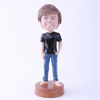 Picture of Custom Bobblehead Doll: Black T-shirt Casual Boy