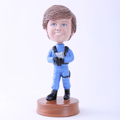 Picture of Custom Bobblehead Doll: Blue Uniform Man with Gun