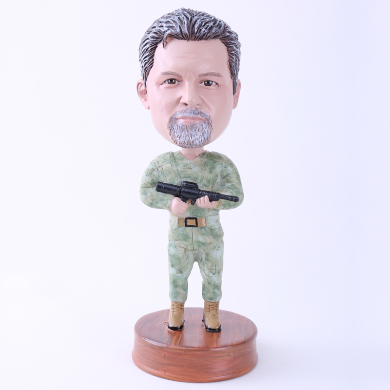 Picture of Custom Bobblehead Doll: Cool Marines Holding Gun