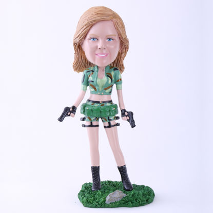Picture of Custom Bobblehead Doll: Female Soldier with Two Pistols