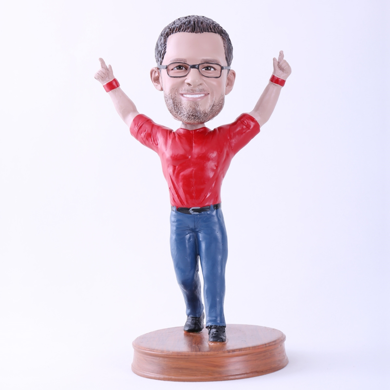 Picture of Custom Bobblehead Doll: Man Celebration Posture (About 9" Tall)