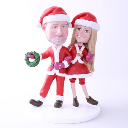 Immagine di Custom Bobblehead Doll: Santa Couple Hand In Hand