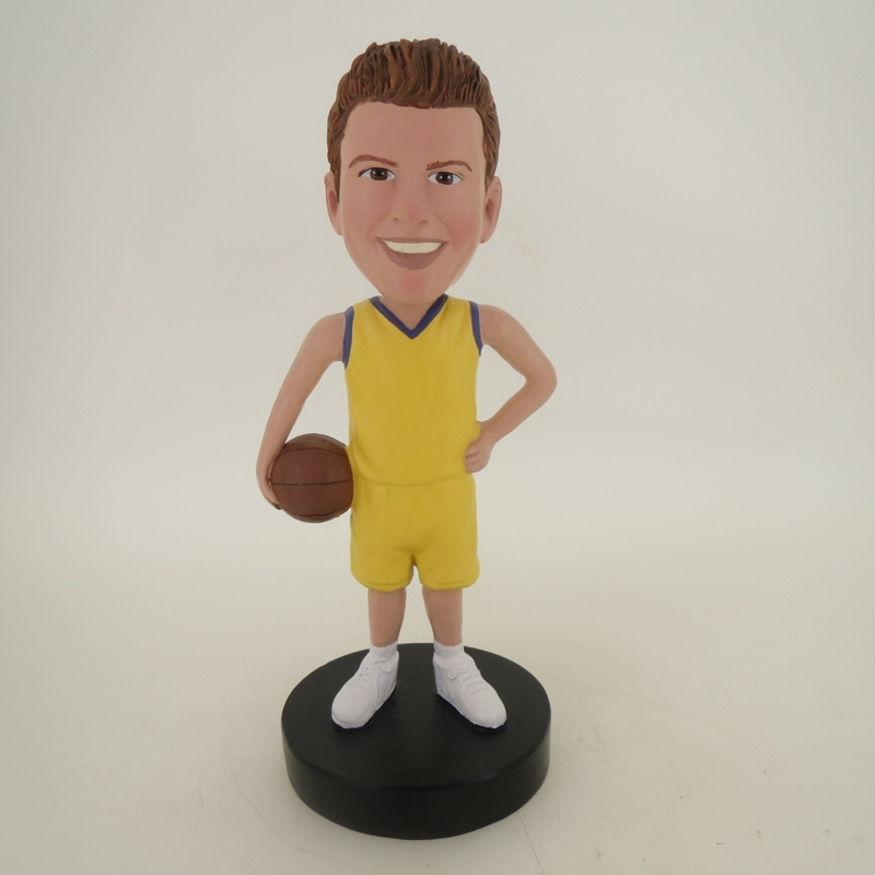 Picture of Custom Bobblehead Doll: Basketball Player Standing Up Happily