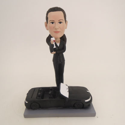 Picture of Custom Bobblehead Doll: Cool Young Lady Standing Beside Sports Car