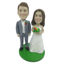 Picture of Custom Bobblehead Doll: Groom and Bride Holding Flowers