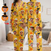 Picture of Halloween Theme Custom Pajamas - Personalized Face Long Sleeve Pajama Set - Yellow Pumpkin Ghost Theme