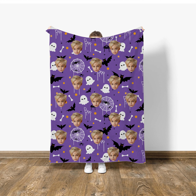 Picture of Halloween Custom Face Blanket - Personalized Blanket - Cute Funny Halloween
