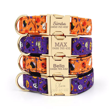 Picture of Personalized Pet Name Collar - Halloween Series - Engraved Pet Name Metal Buckle - Halloween Puppy Gift