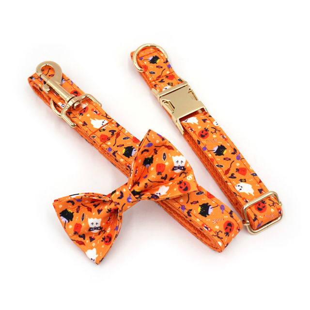Picture of Personalized Pet Name Collar - Halloween Series - Engraved Pet Name Metal Buckle - Halloween Puppy Gift
