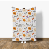 Picture of Halloween Custom Blanket - Personalized Blanket - White Halloween Cute Pumpkin and Candy