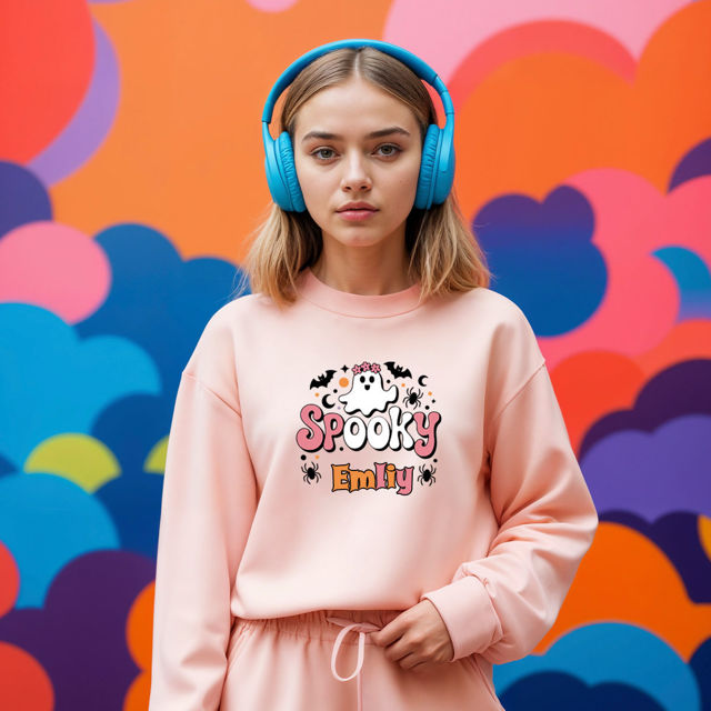 Picture of Custom Kids Halloween Theme Hoodie - Personalized Children Long Sleeve Sweatshirt