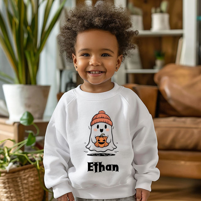 Picture of Custom Kids Halloween Hoodie - Personalized Children Long Sleeve Sweatshirt - Happy Halloween