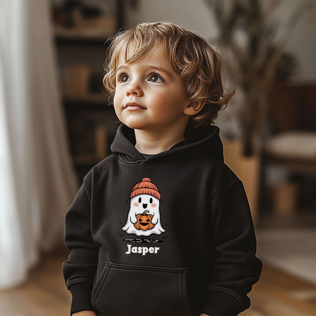 Picture of Custom Kids Halloween Hoodie - Personalized Children Long Sleeve Sweatshirt - Happy Halloween