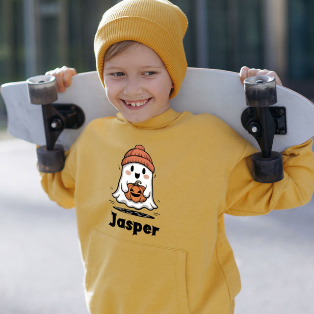 Picture of Custom Kids Halloween Hoodie - Personalized Children Long Sleeve Sweatshirt - Happy Halloween