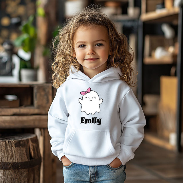 Picture of Custom Kids Halloween Hoodie - Our Little Ghost -Personalized Children Long Sleeve Unisex Sweatshirt