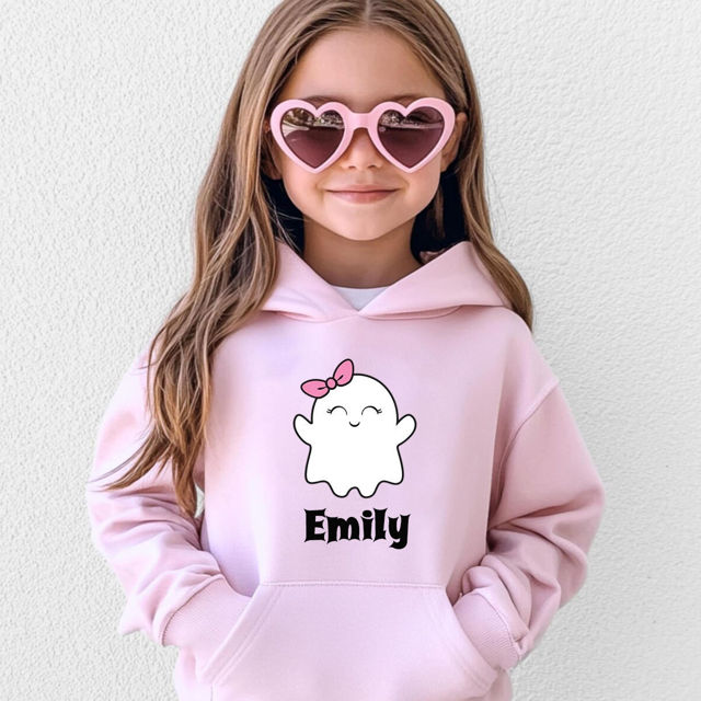 Picture of Custom Kids Halloween Hoodie - Our Little Ghost -Personalized Children Long Sleeve Unisex Sweatshirt