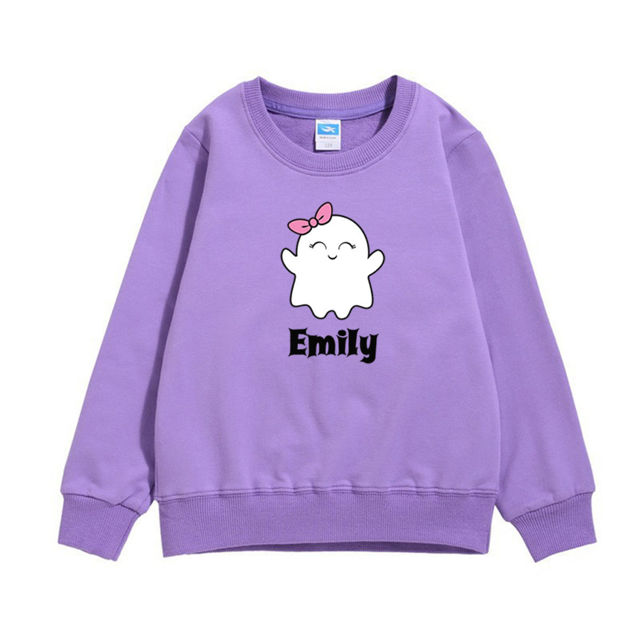 Picture of Custom Kids Halloween Hoodie - Our Little Ghost -Personalized Children Long Sleeve Unisex Sweatshirt