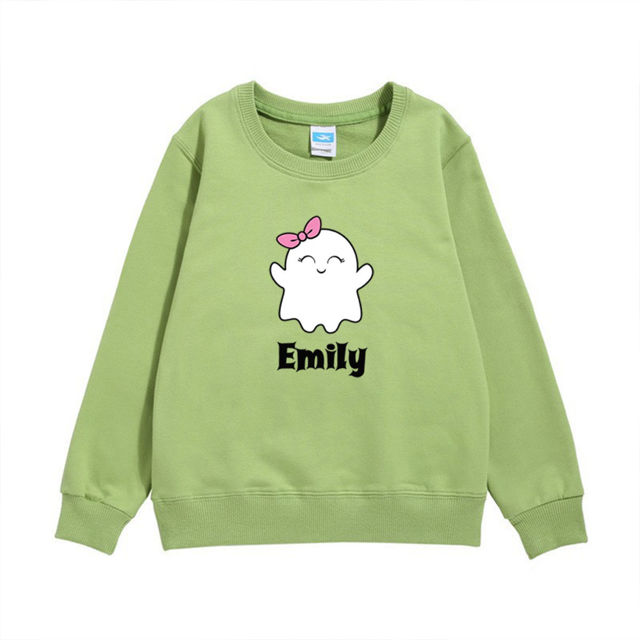Picture of Custom Kids Halloween Hoodie - Our Little Ghost -Personalized Children Long Sleeve Unisex Sweatshirt