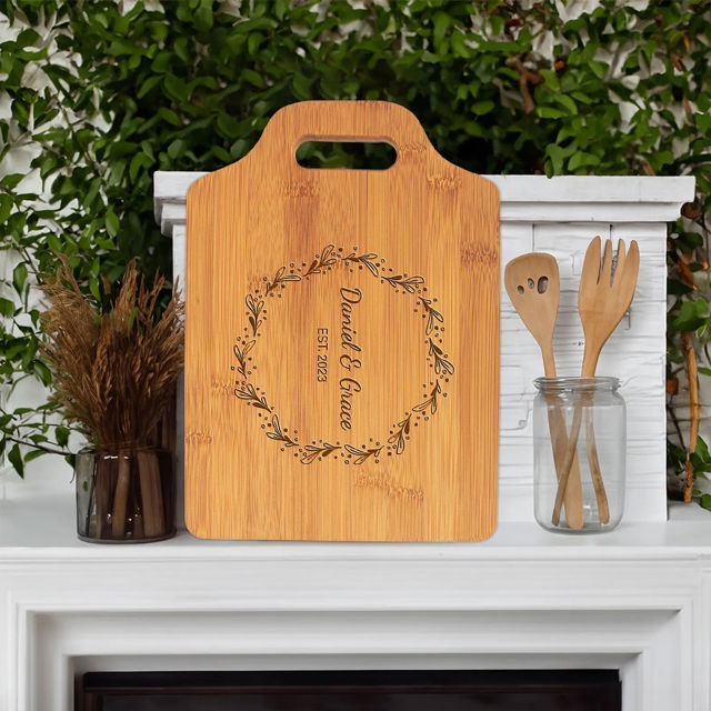 Picture of Personalized Couple Names and Date Cutting Board - Custom Cutting Board for Girlfriends and Boyfriends - Best Anniversary Gift