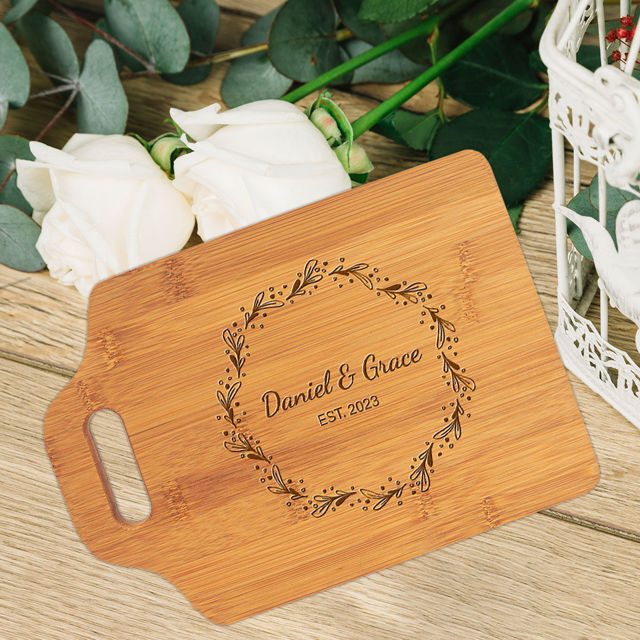 Picture of Personalized Couple Names and Date Cutting Board - Custom Cutting Board for Girlfriends and Boyfriends - Best Anniversary Gift