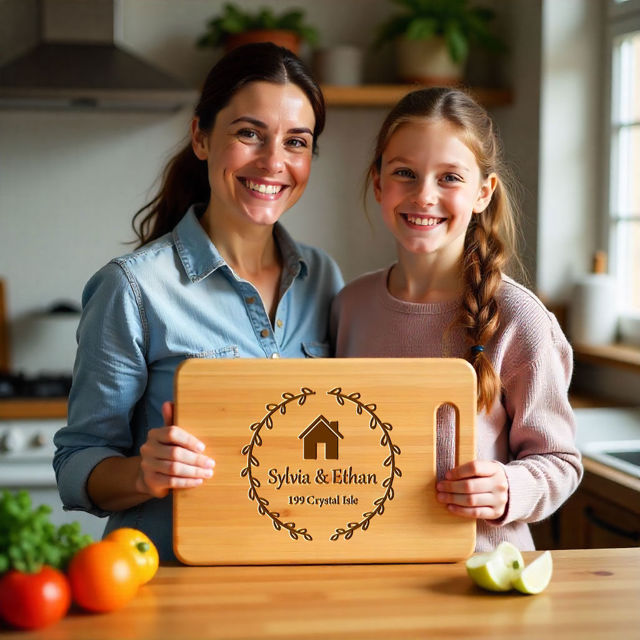 Picture of Personalized Names Cutting Board with Home Address - Custom Cutting Board for Family