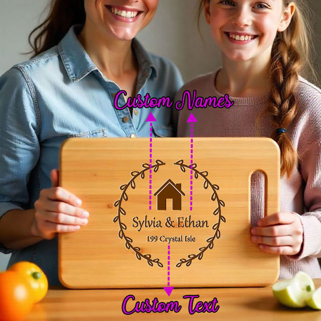 Picture of Personalized Names Cutting Board with Home Address - Custom Cutting Board for Family
