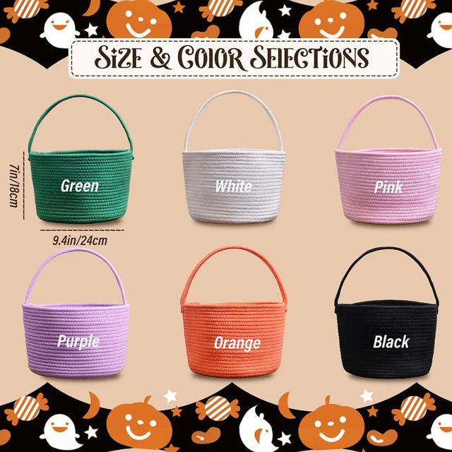 Picture of Custom Embroidered Halloween Candy Basket - Trick or Treat - Halloween Basket for Kids